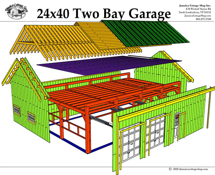 24×40 Two Bay Garage Timberframe Kit — Jamaica Cottage Shop